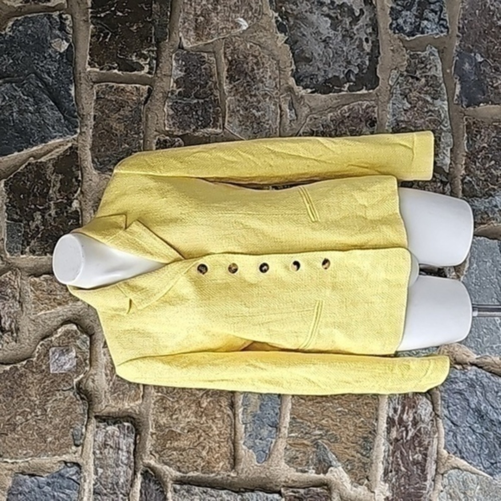 Nina Mclemore wool/silk Blazer Jacket Women's 8 Yellow Long Sleeve Lined Button
